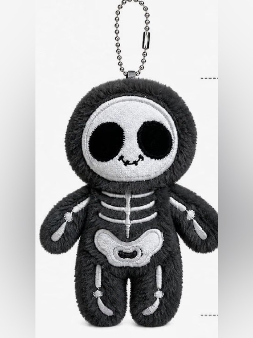 Plush Skeleton Keychain Purse Charm Plushie - Abt 4β